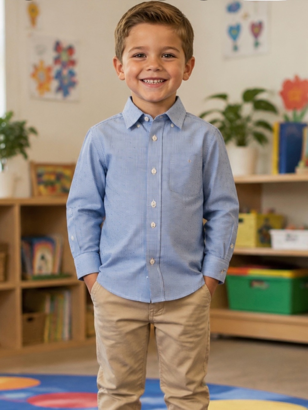 NWT TOMMY HILFIGER – Toddler Boy Button Dress Shirt – Size: 5